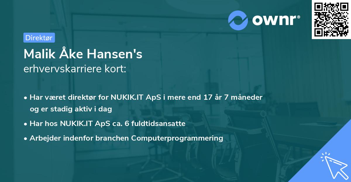 Malik Åke Hansen's erhvervskarriere kort