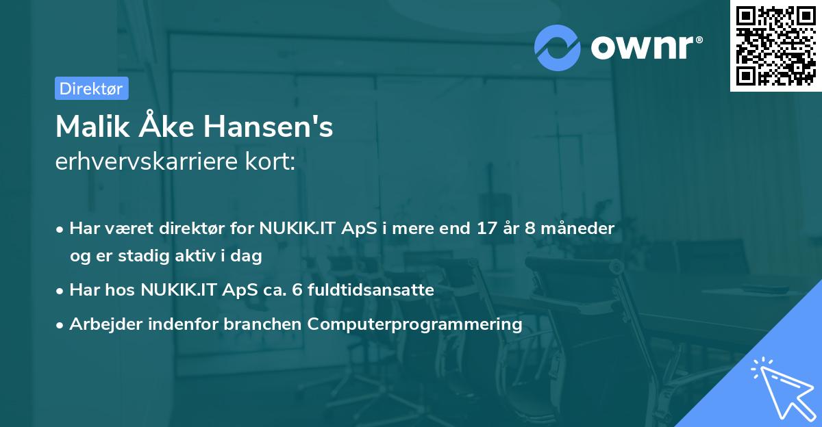 Malik Åke Hansen's erhvervskarriere kort