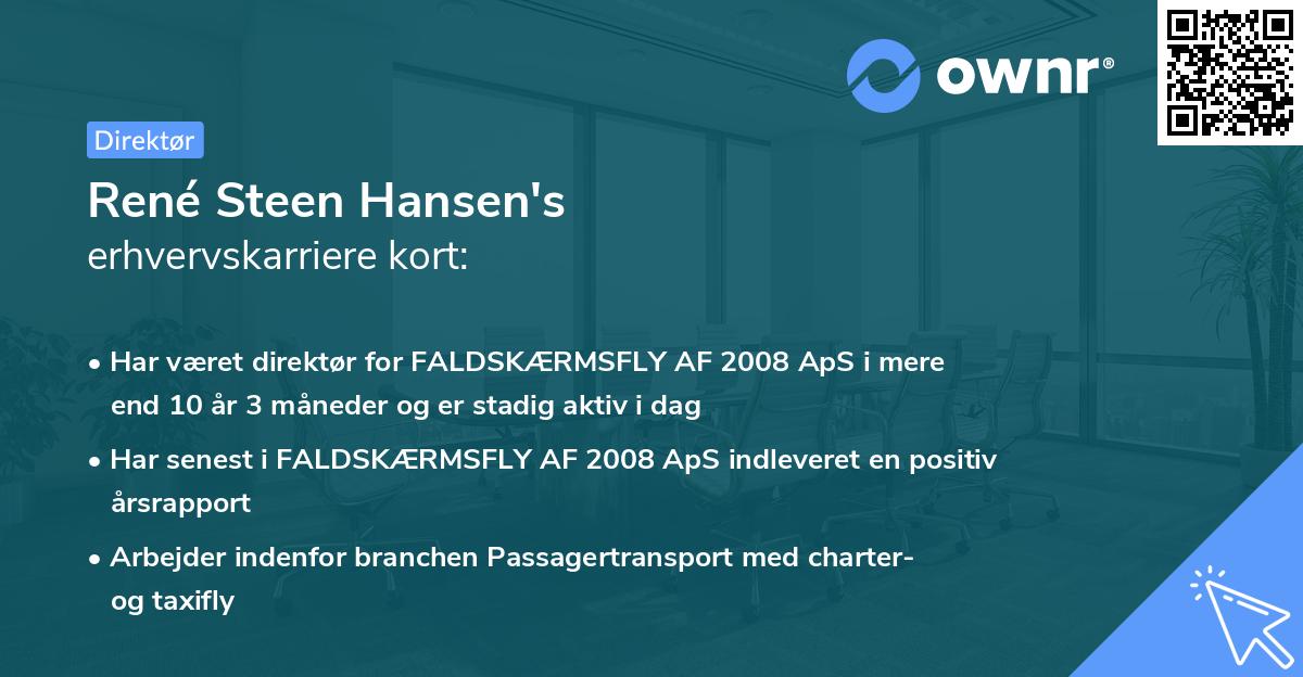 René Steen Hansen's erhvervskarriere kort