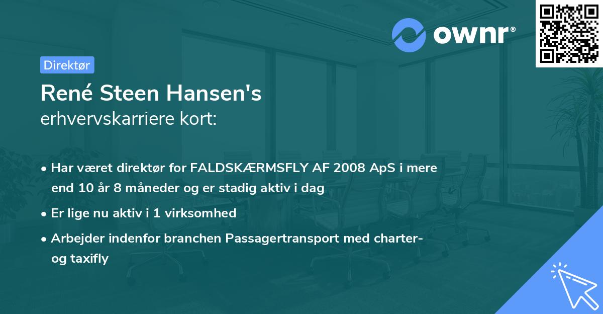René Steen Hansen's erhvervskarriere kort