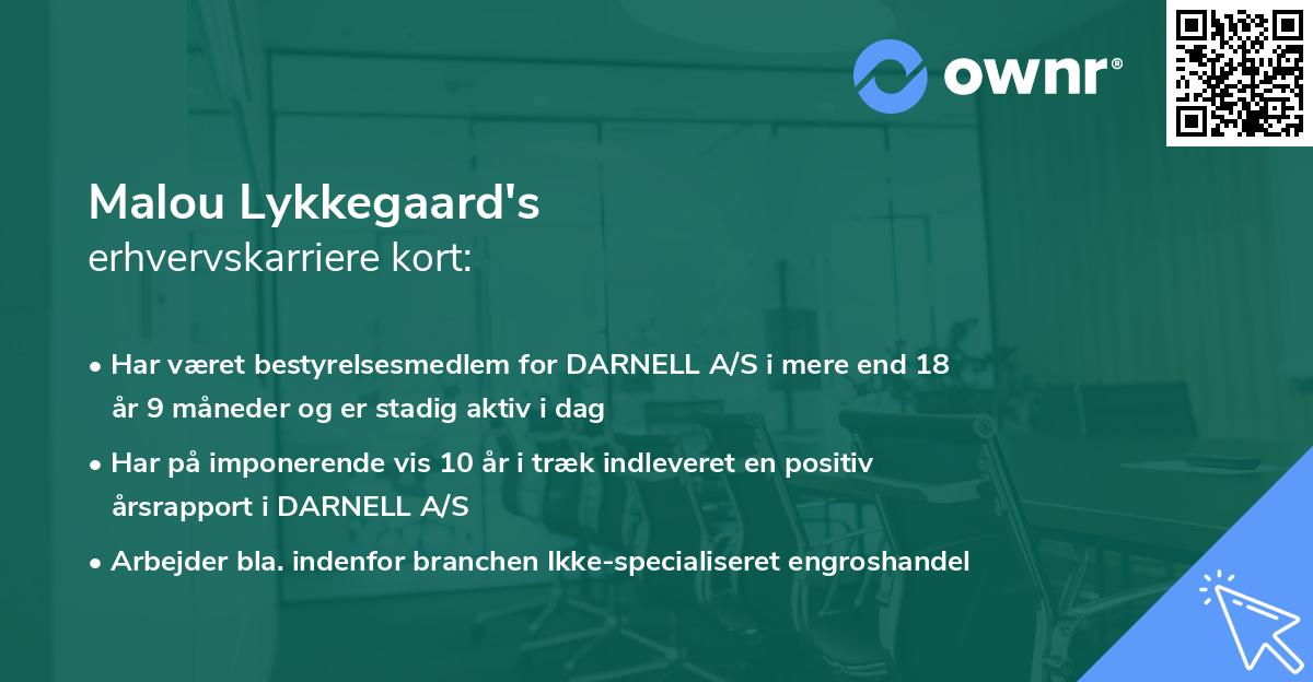 Malou Lykkegaard's erhvervskarriere kort