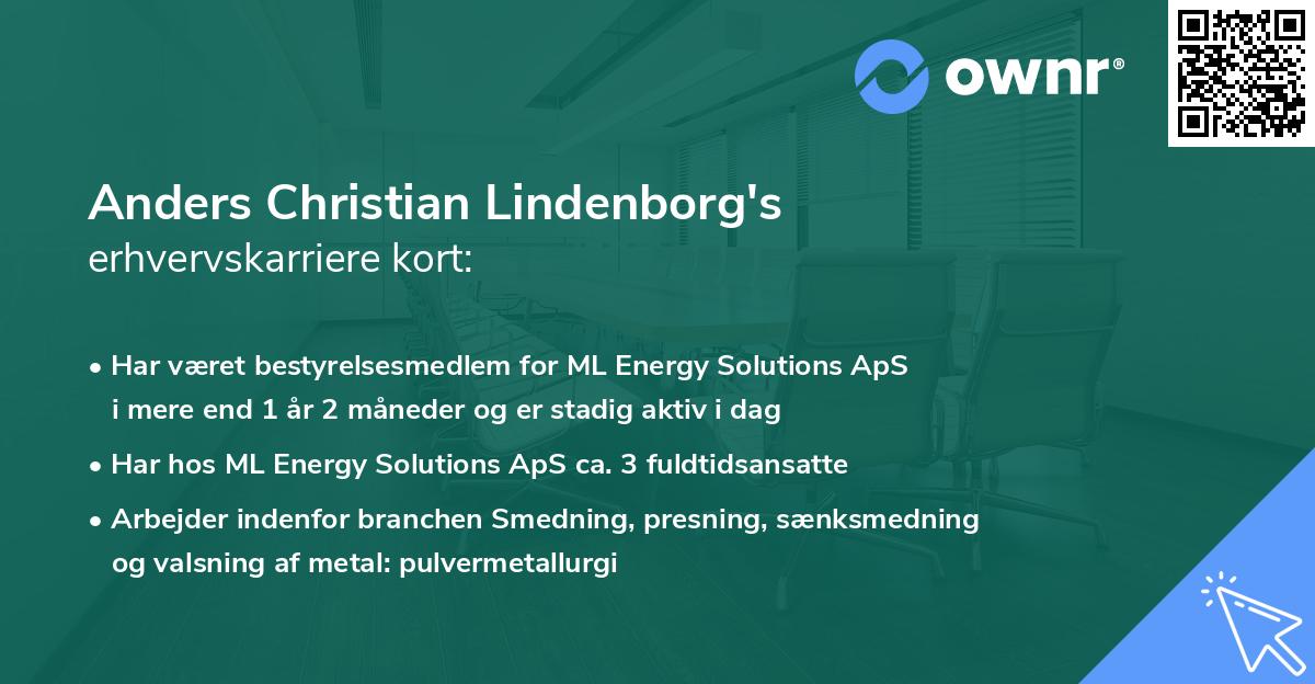 Anders Christian Lindenborg's erhvervskarriere kort