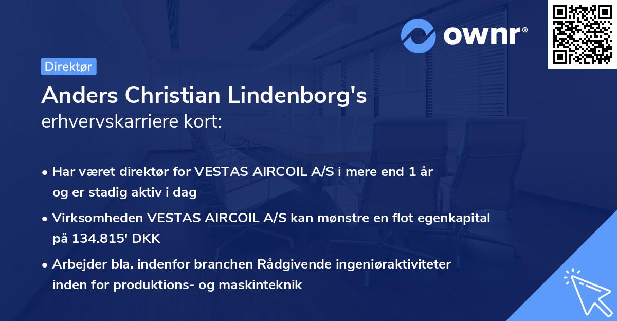 Anders Christian Lindenborg's erhvervskarriere kort