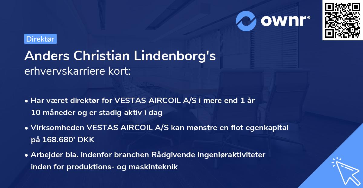 Anders Christian Lindenborg's erhvervskarriere kort