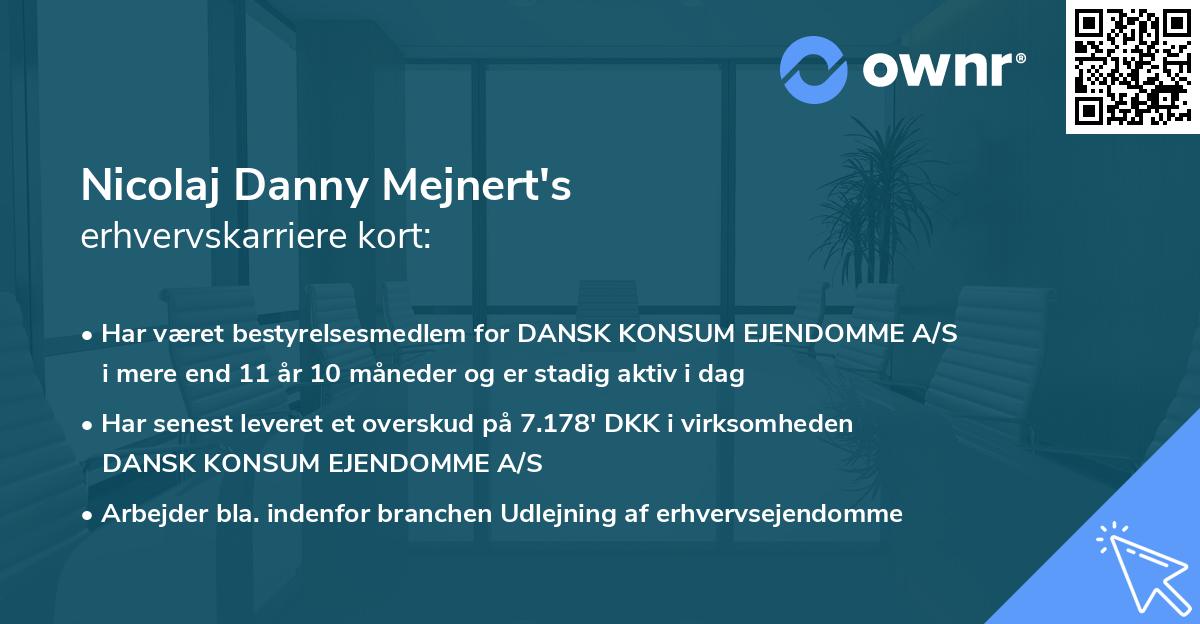 Nicolaj Danny Mejnert's erhvervskarriere kort