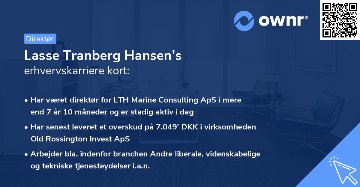 Lasse Tranberg Hansen's erhvervskarriere kort
