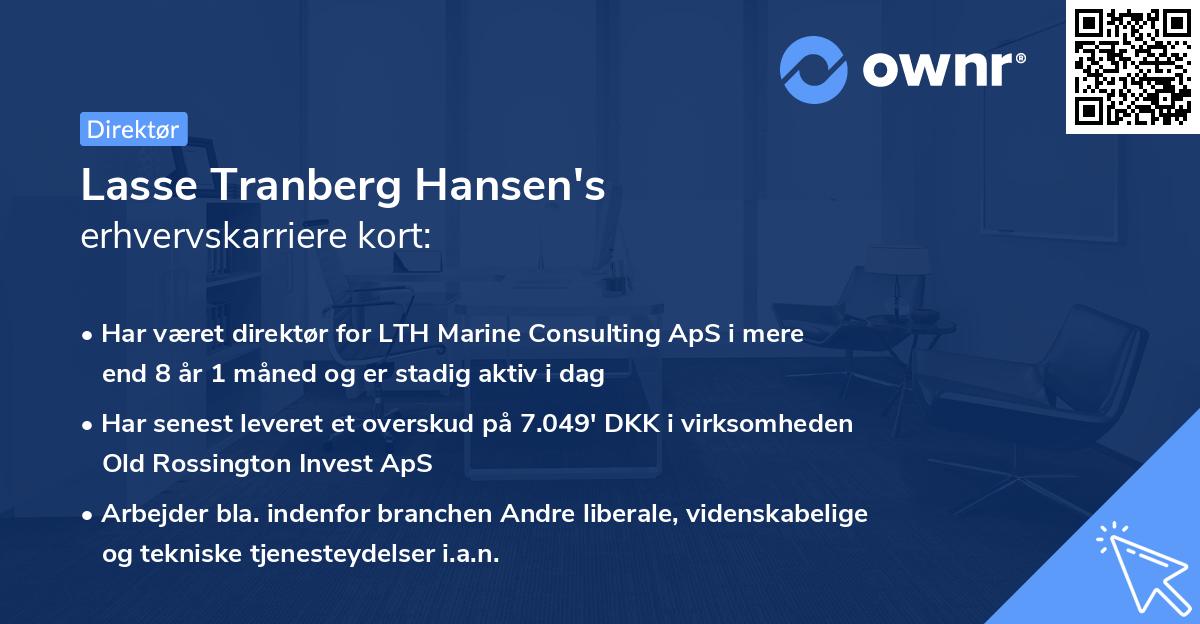 Lasse Tranberg Hansen's erhvervskarriere kort