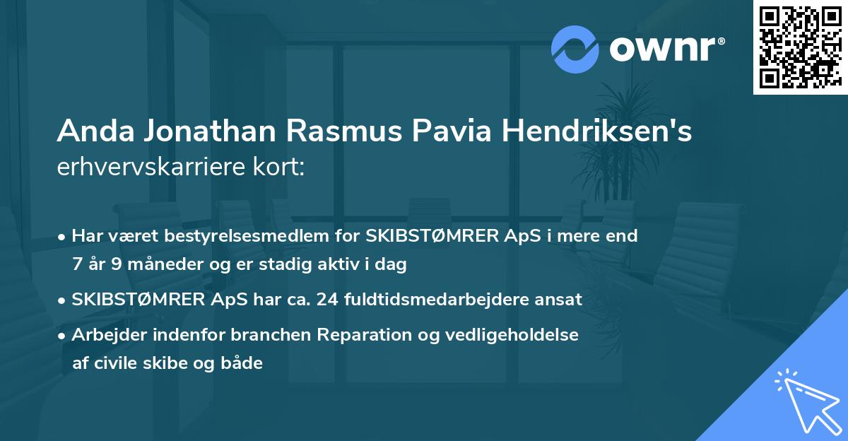 Anda Jonathan Rasmus Pavia Hendriksen's erhvervskarriere kort