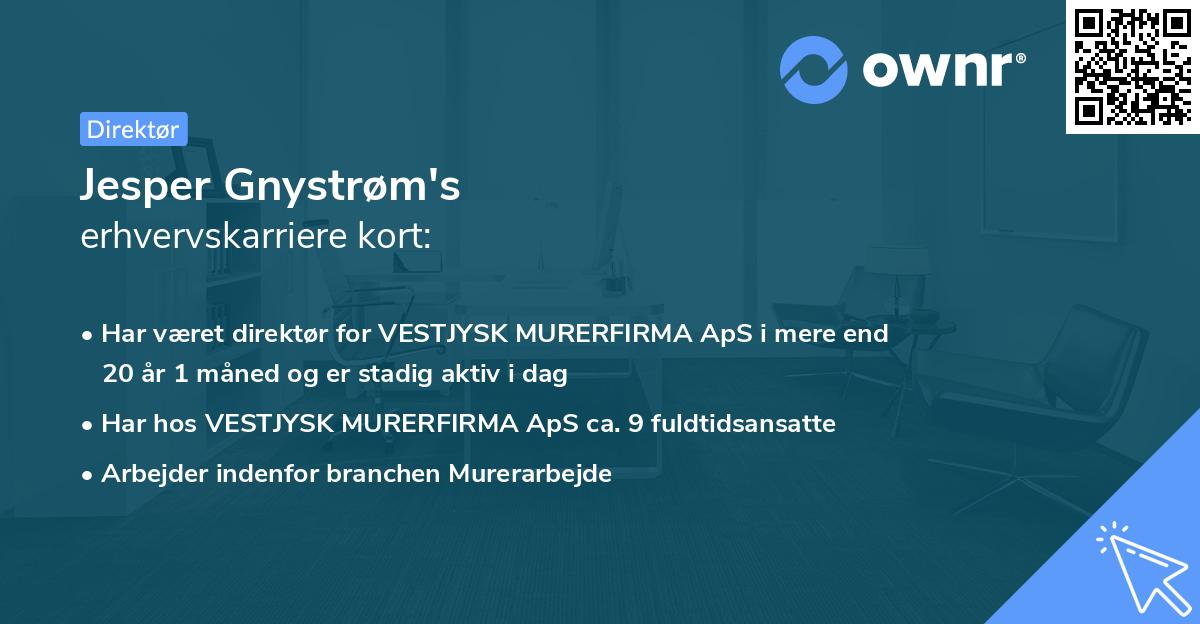 Jesper Gnystrøm's erhvervskarriere kort