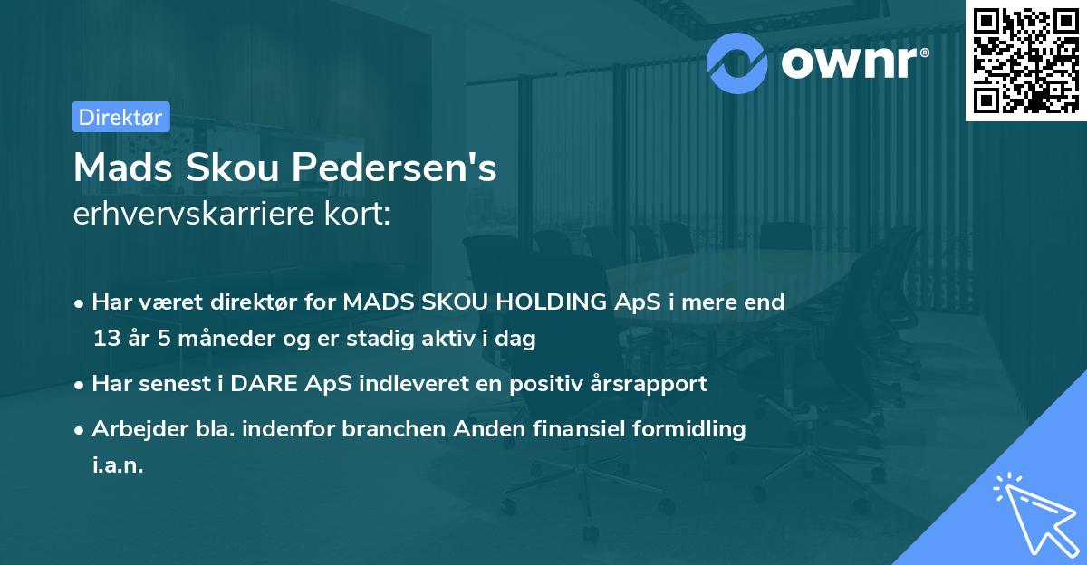 Mads Skou Pedersen's erhvervskarriere kort