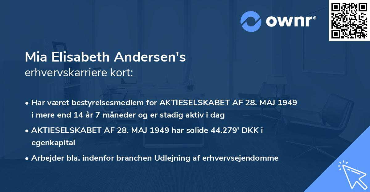 Mia Elisabeth Andersen's erhvervskarriere kort