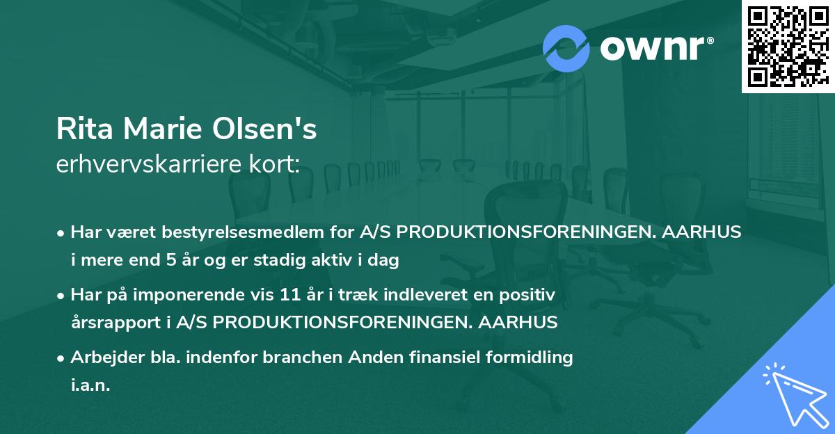 Rita Marie Olsen's erhvervskarriere kort