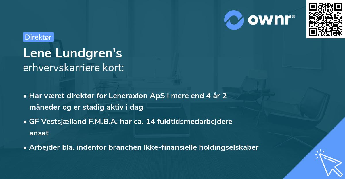 Lene Lundgren's erhvervskarriere kort