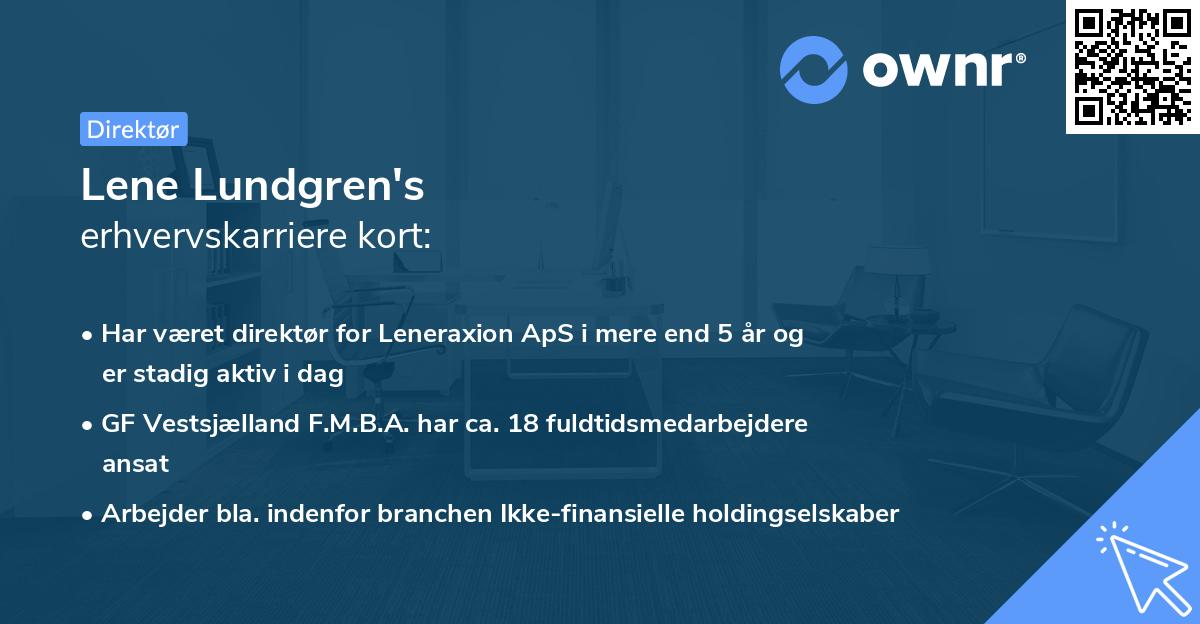 Lene Lundgren's erhvervskarriere kort