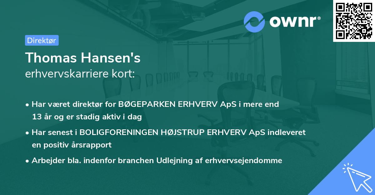 Thomas Hansen's erhvervskarriere kort