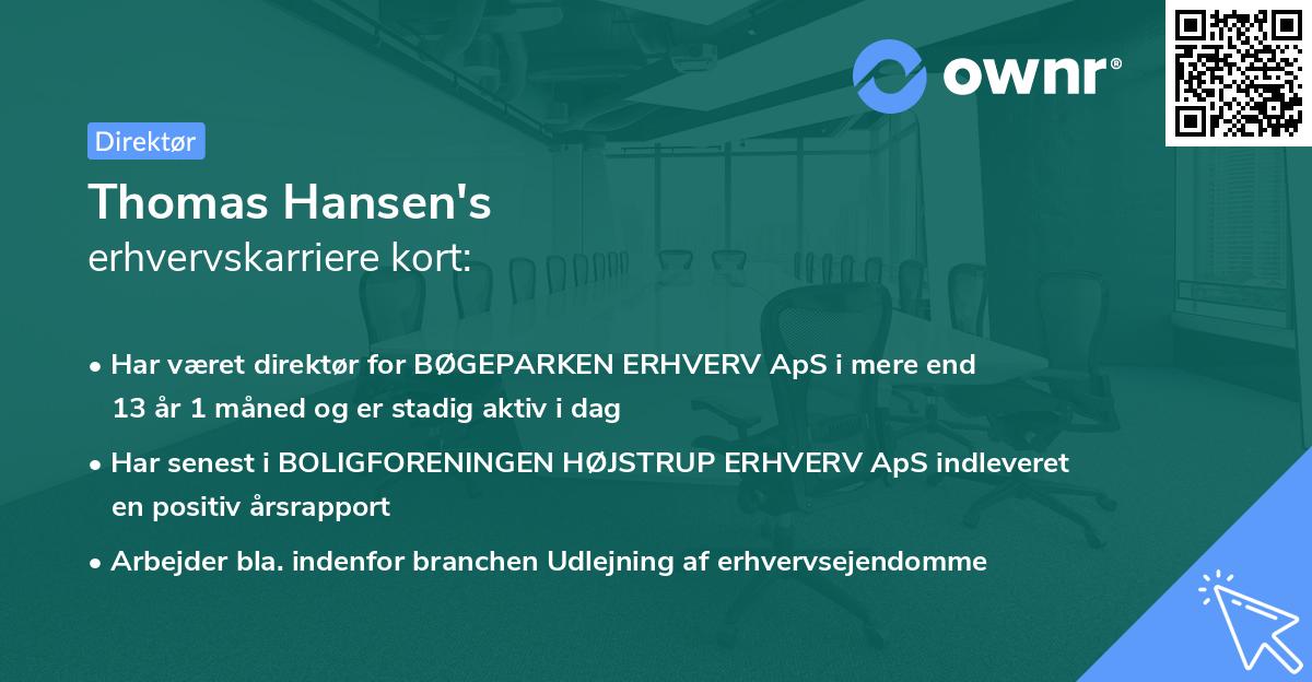 Thomas Hansen's erhvervskarriere kort