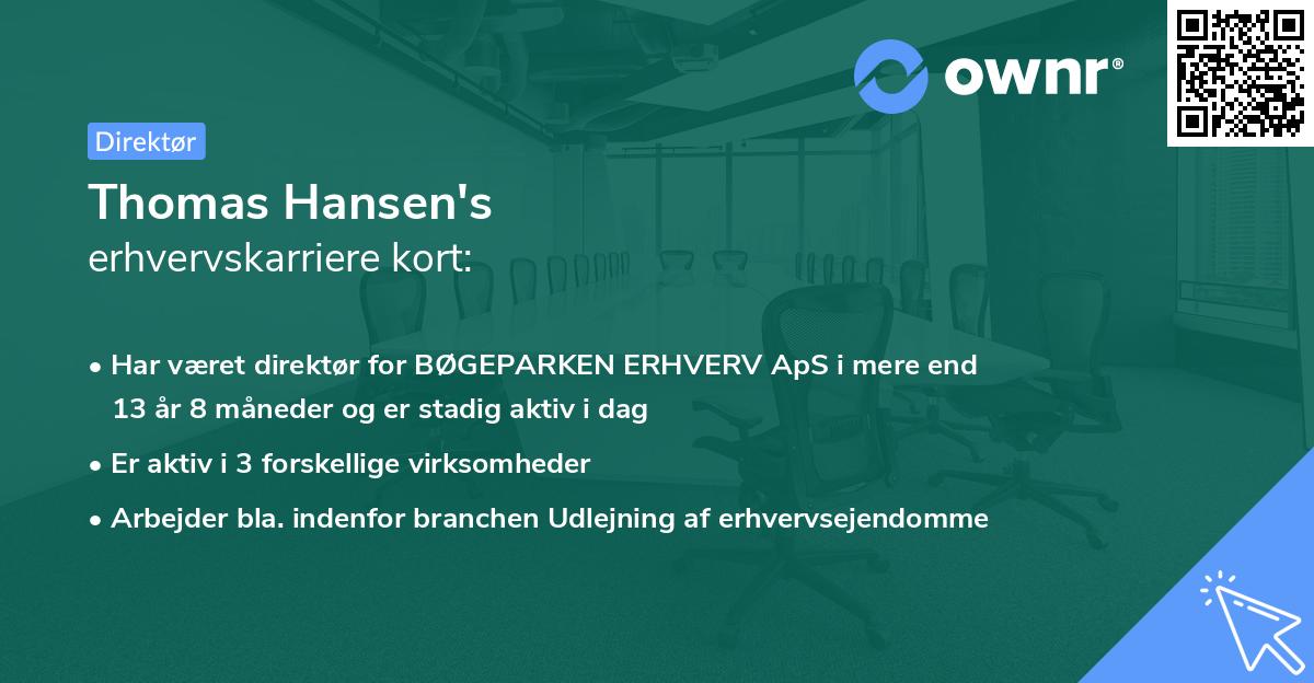 Thomas Hansen's erhvervskarriere kort
