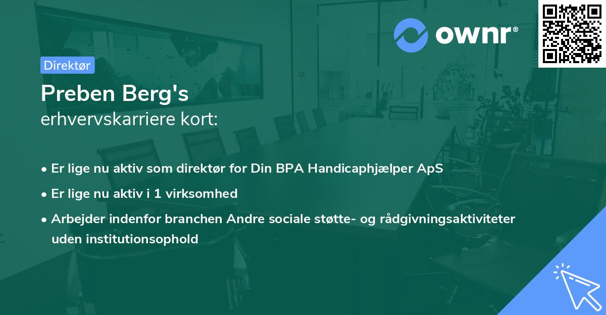 Preben Berg's erhvervskarriere kort