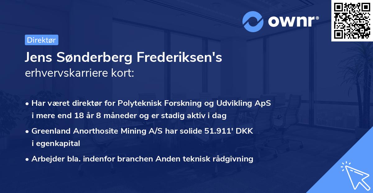 Jens Sønderberg Frederiksen's erhvervskarriere kort