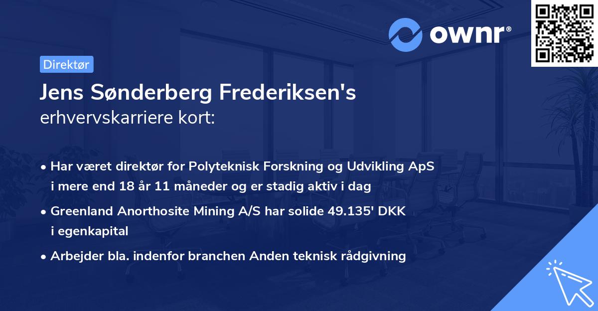 Jens Sønderberg Frederiksen's erhvervskarriere kort