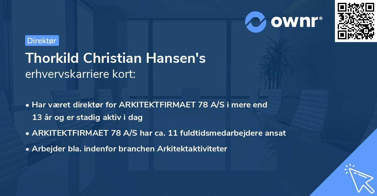 Thorkild Christian Hansen's erhvervskarriere kort
