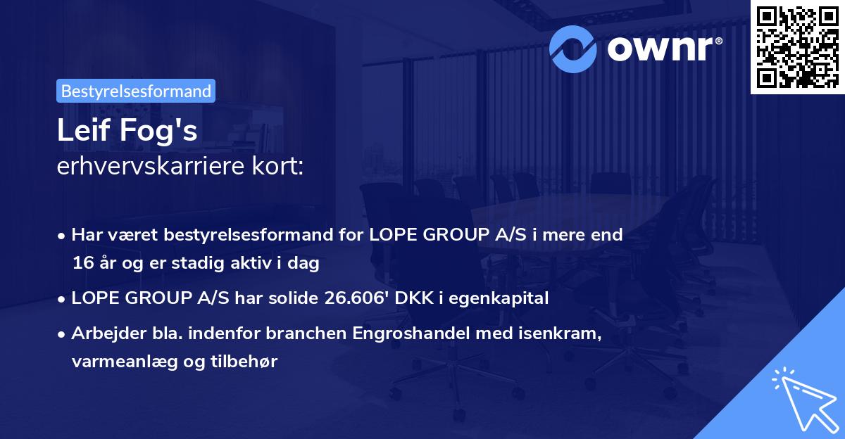 Leif Fog's erhvervskarriere kort