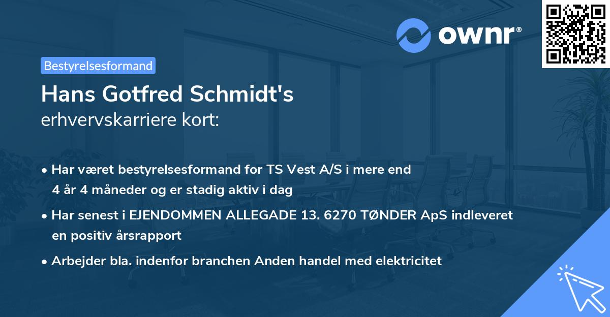 Hans Gotfred Schmidt's erhvervskarriere kort
