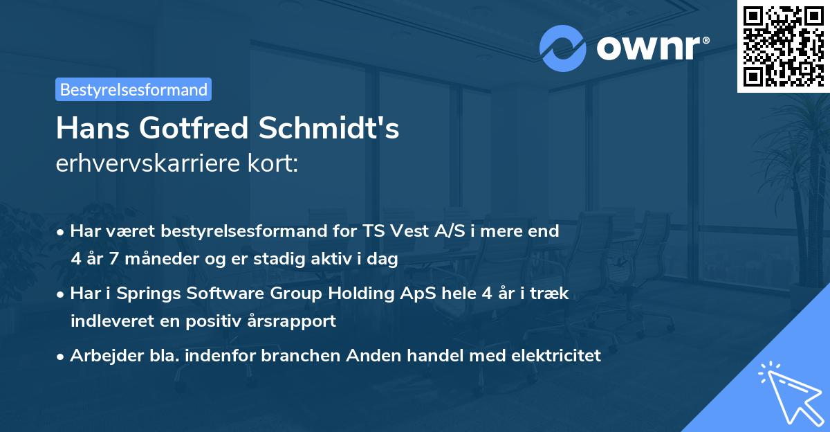 Hans Gotfred Schmidt's erhvervskarriere kort