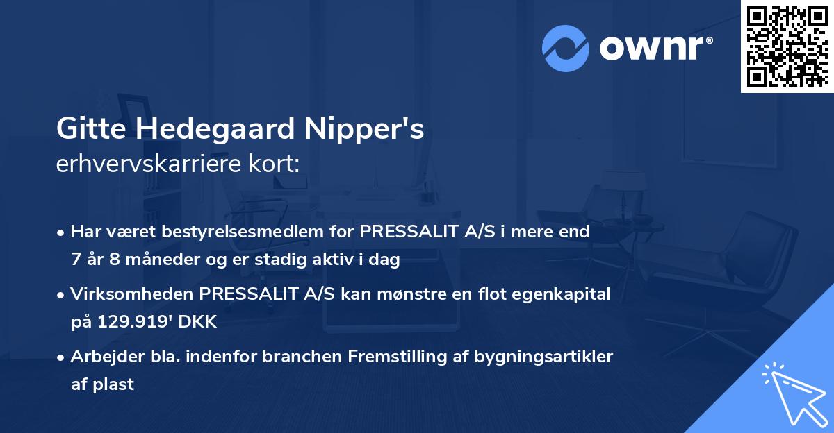 Gitte Hedegaard Nipper's erhvervskarriere kort