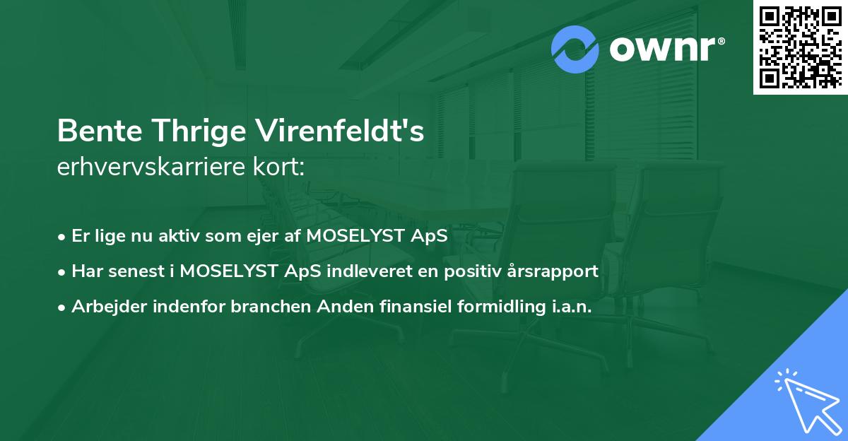 Bente Thrige Virenfeldt's erhvervskarriere kort