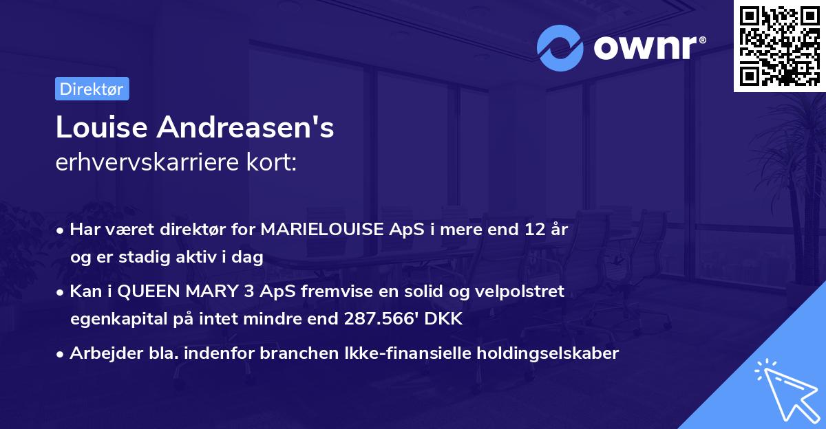 Louise Andreasen's erhvervskarriere kort
