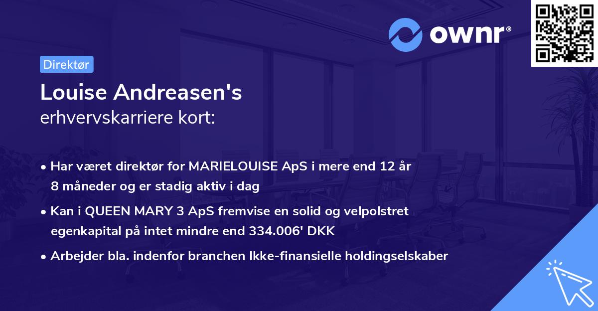 Louise Andreasen's erhvervskarriere kort