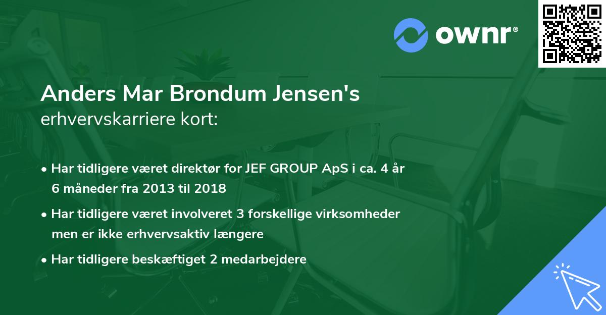 Anders Mar Brondum Jensen's erhvervskarriere kort