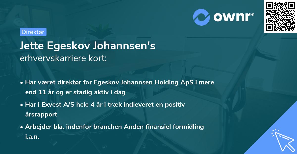 Jette Egeskov Johannsen's erhvervskarriere kort