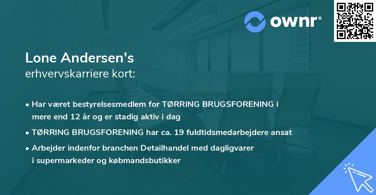 Lone Andersen's erhvervskarriere kort