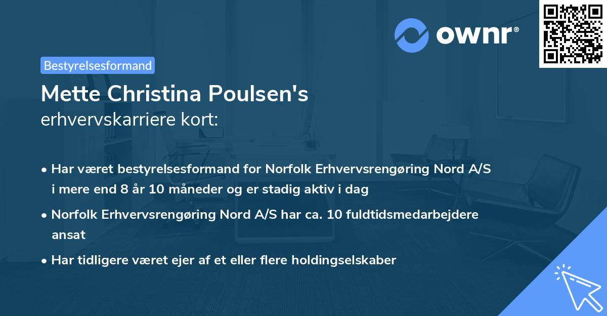 Mette Christina Poulsen's erhvervskarriere kort