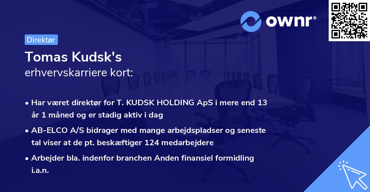 Tomas Kudsk's erhvervskarriere kort