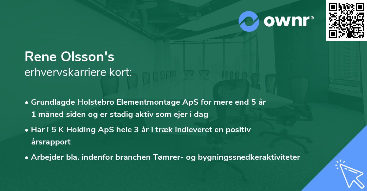 Rene Olsson's erhvervskarriere kort