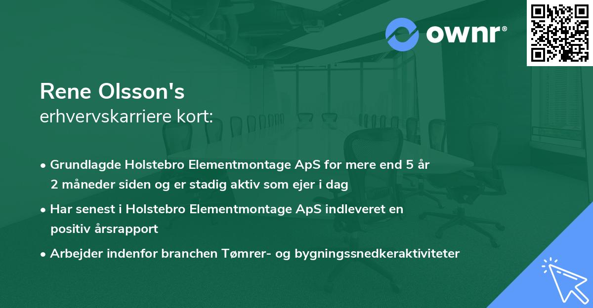 Rene Olsson's erhvervskarriere kort
