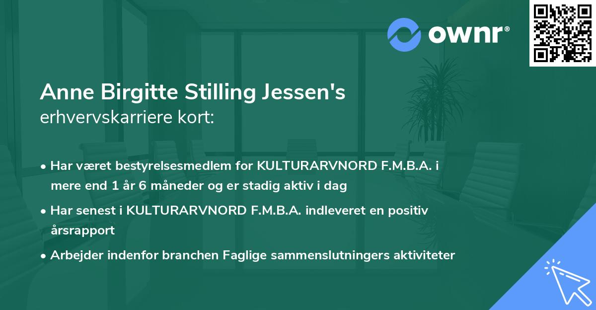 Anne Birgitte Stilling Jessen's erhvervskarriere kort