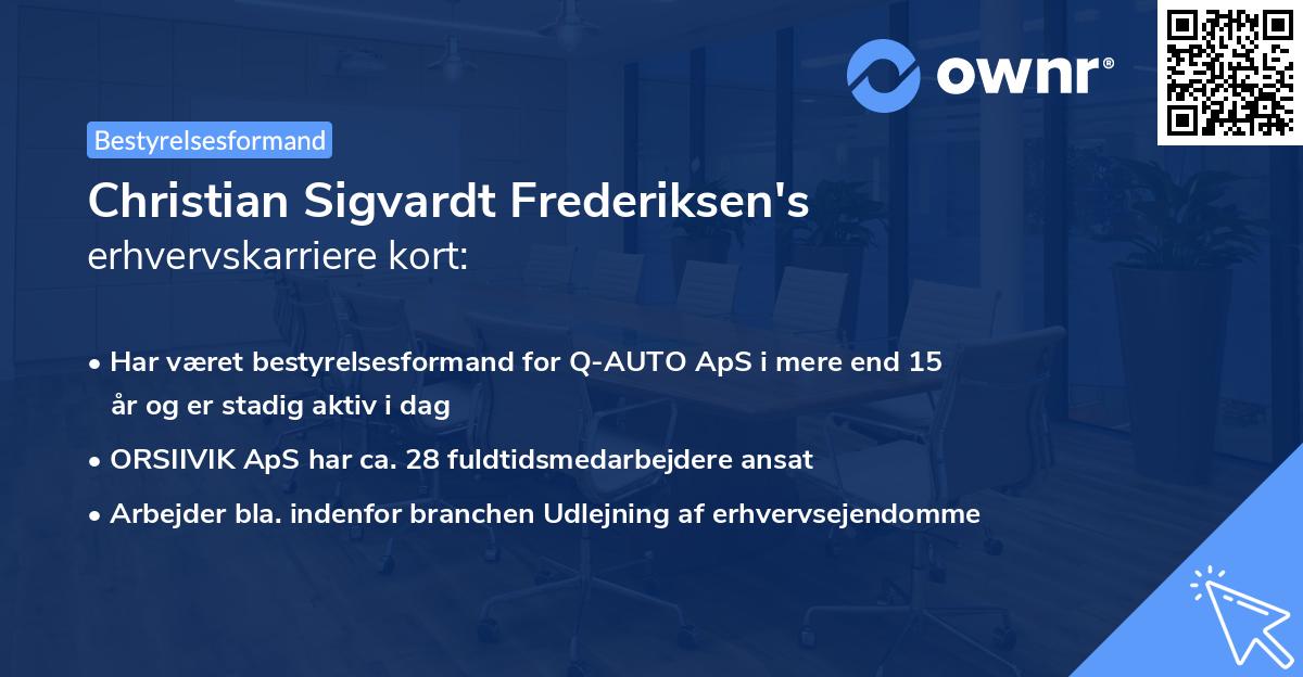 Christian Sigvardt Frederiksen's erhvervskarriere kort