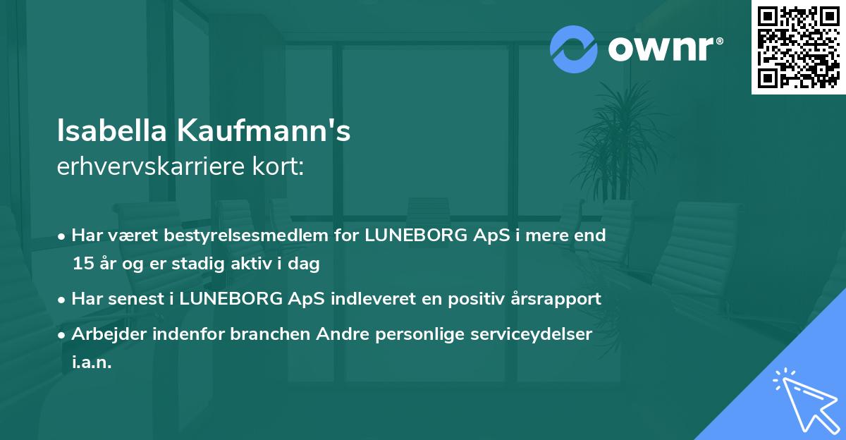 Isabella Kaufmann's erhvervskarriere kort