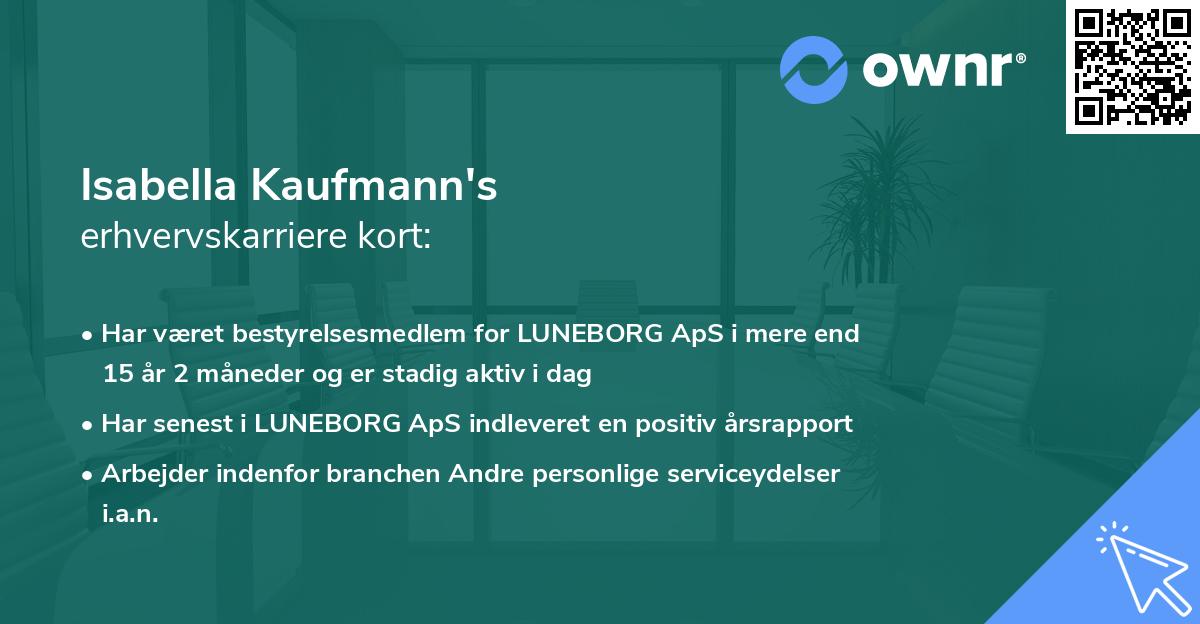 Isabella Kaufmann's erhvervskarriere kort
