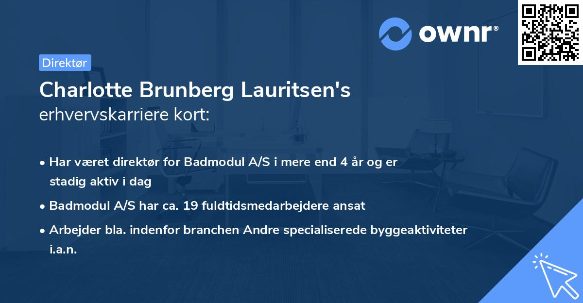 Charlotte Brunberg Lauritsen's erhvervskarriere kort