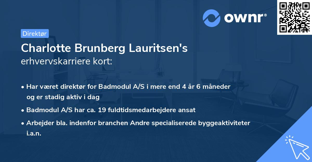 Charlotte Brunberg Lauritsen's erhvervskarriere kort