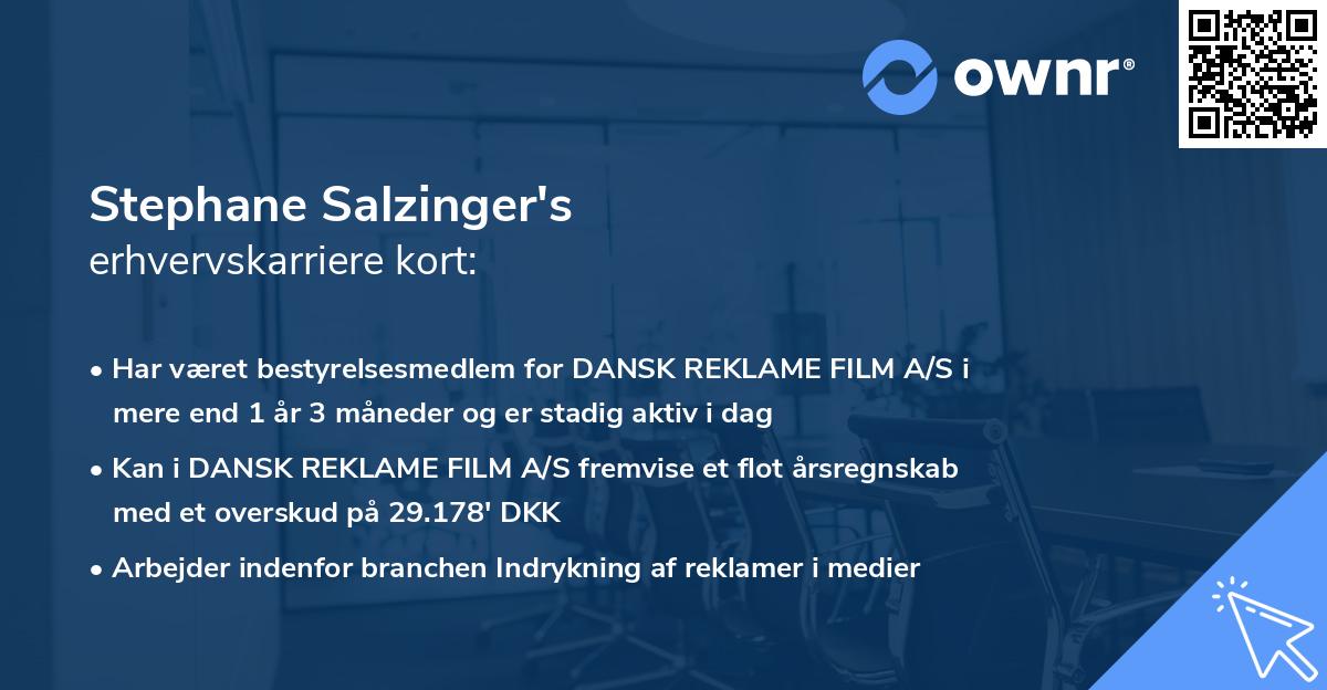 Stephane Salzinger's erhvervskarriere kort