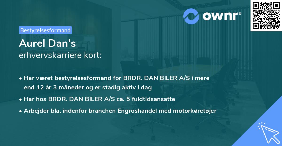 Aurel Dan's erhvervskarriere kort