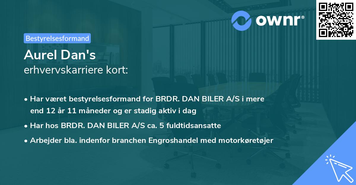 Aurel Dan's erhvervskarriere kort