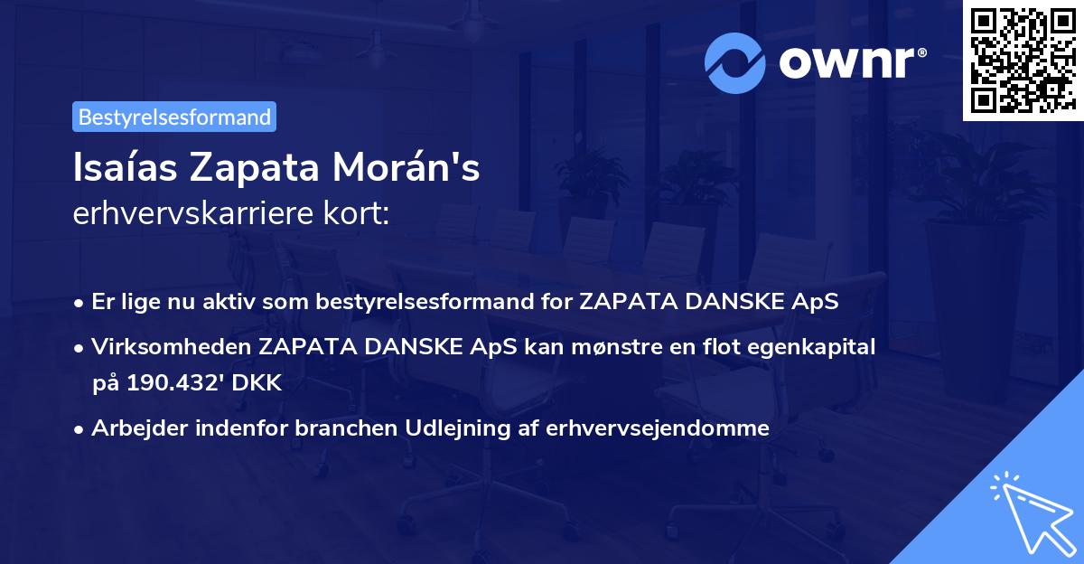 Isaías Zapata Morán's erhvervskarriere kort
