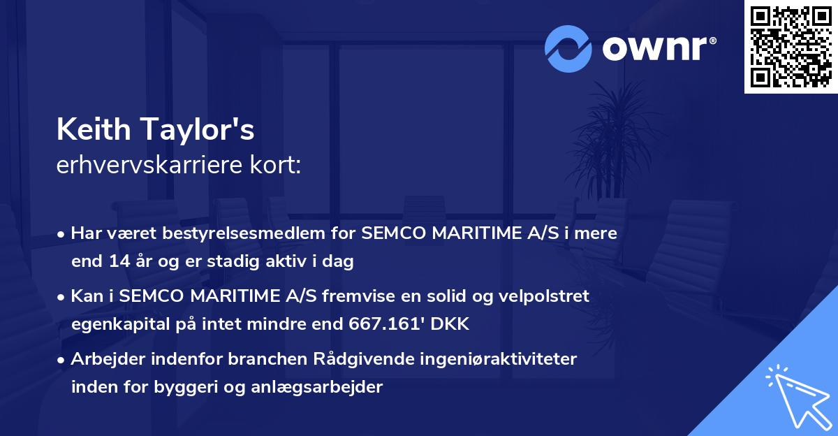 Keith Taylor's erhvervskarriere kort